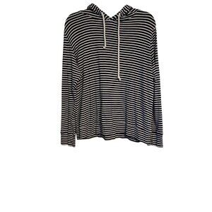 1901 Women’s XL Hooded Shirt Drawstring Striped Navy White Long Sleeve Nautical